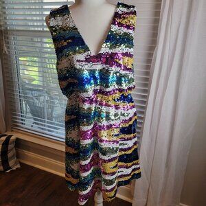 SOUTHERN FRIED CHICS Multi Color Sequin Dress Size XL